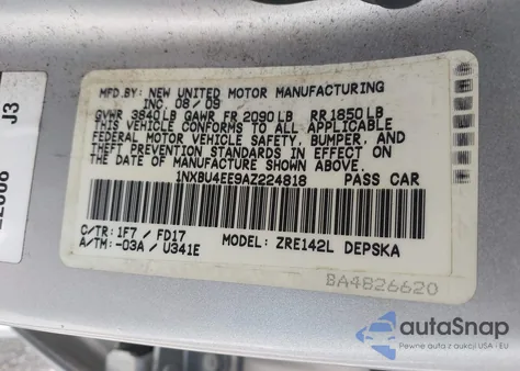 2010 Toyota Corolla S из США, поврежденный, VIN 1NXBU4EE9AZ224818